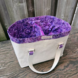Canvas Knitting Basket - Purple