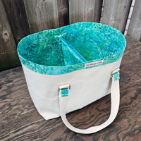 Canvas Knitting Basket - Aqua