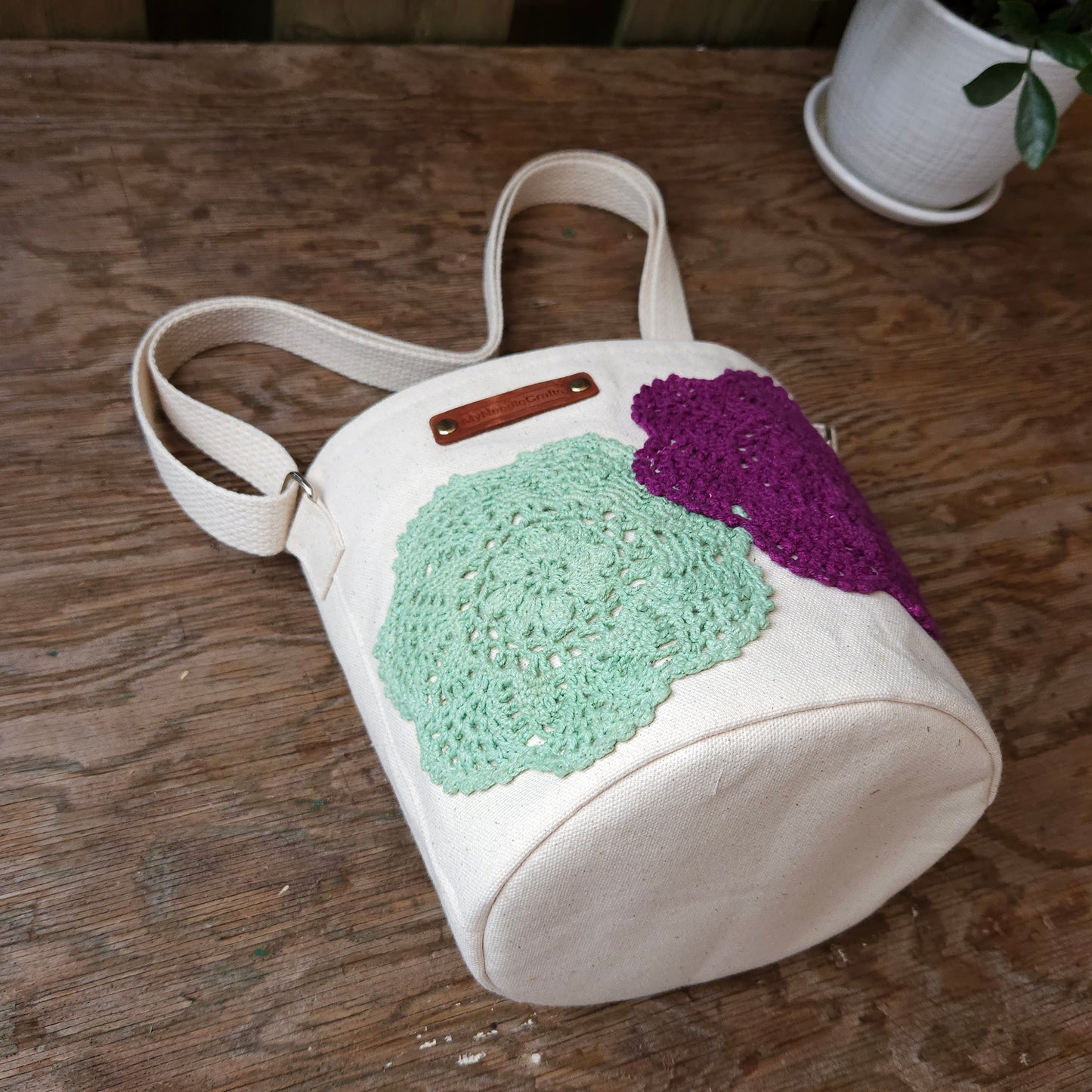 Project Bucket Bag – Crossbody Style - Eggplant/Green