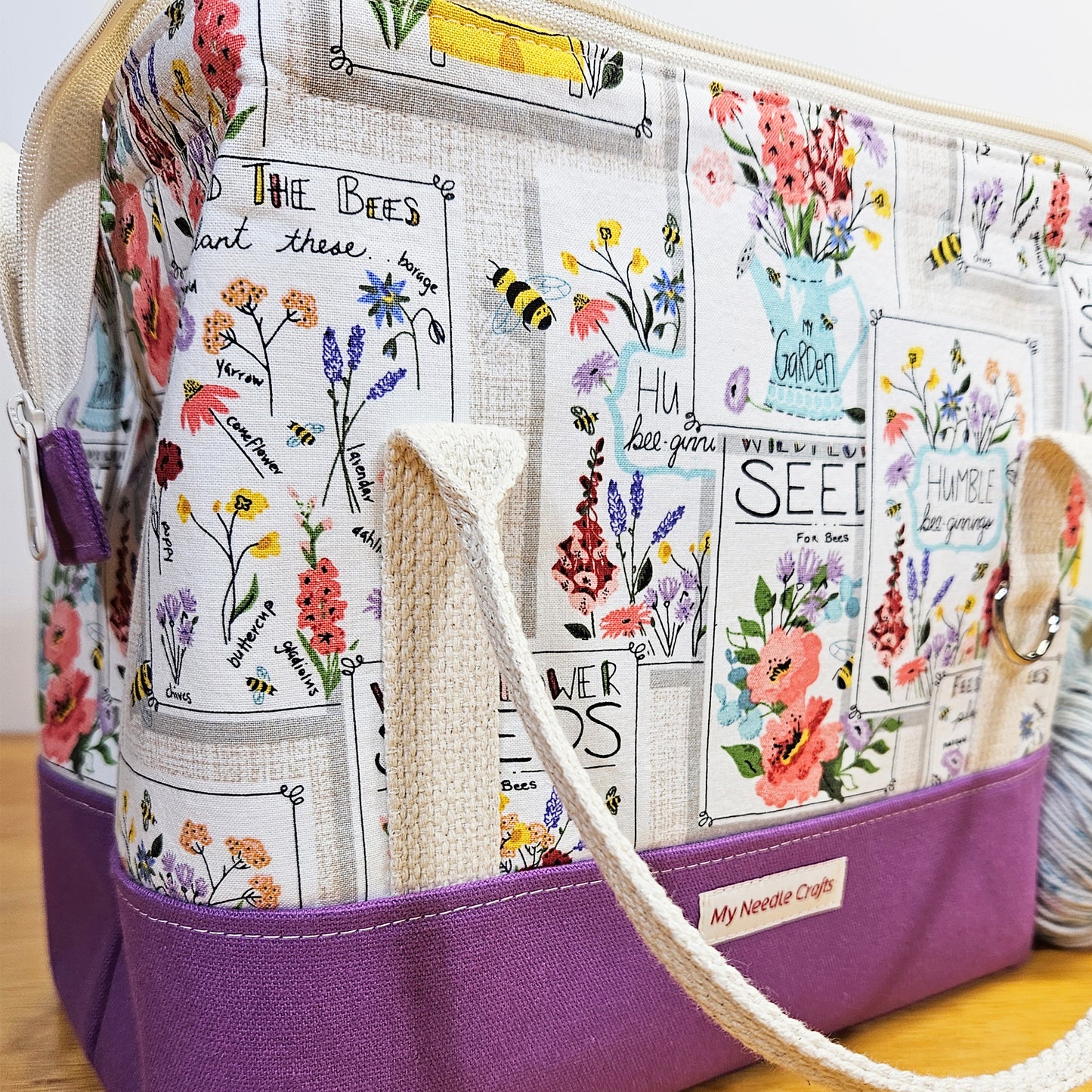 Floral Seed Packet print Knit Night Bag