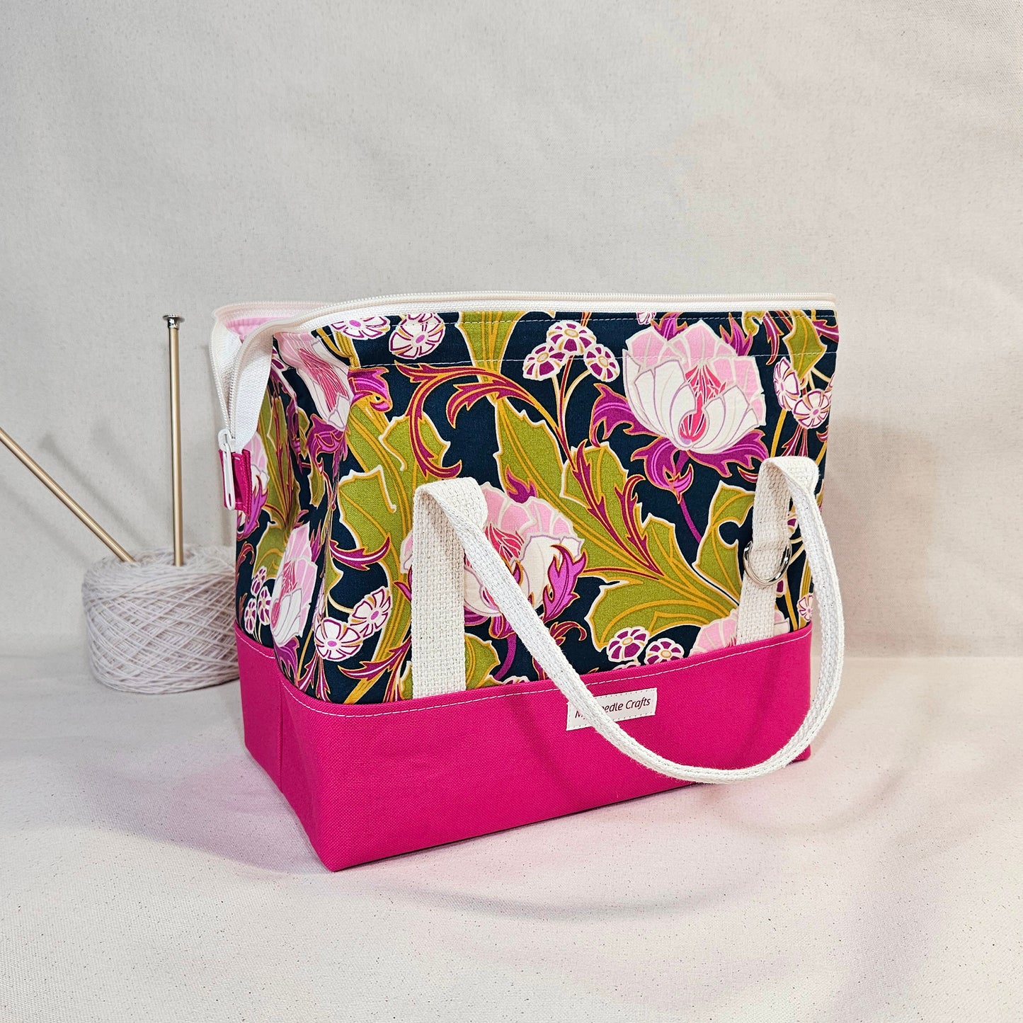 Knit Night Project Bag in Hot Pink Modern Floral