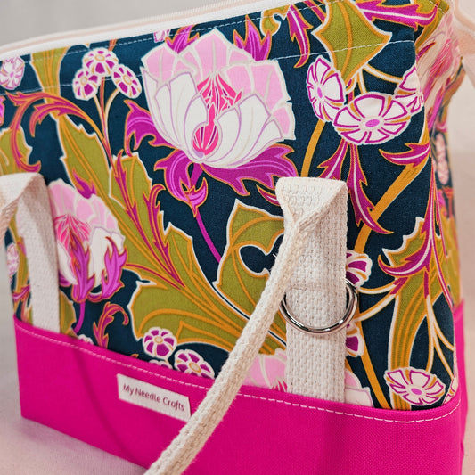 Knit Night Project Bag in Hot Pink Modern Floral