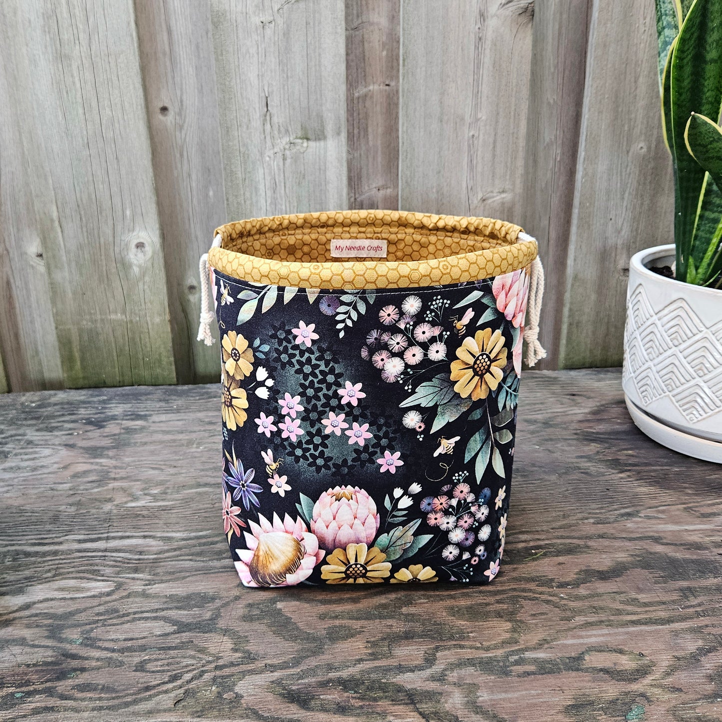 Honey Bee Floral Print Divided Shawl Size Bag