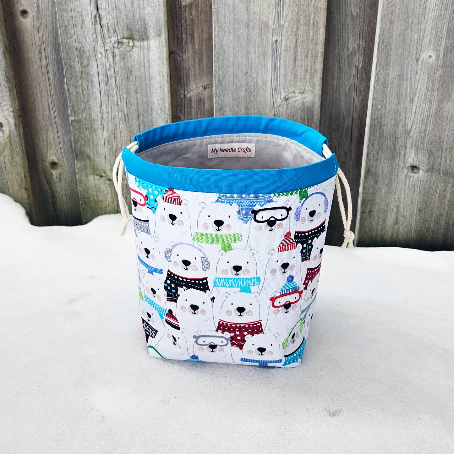 Winter Wear Polar Bears Print Divided Sock Size Knitting Bag