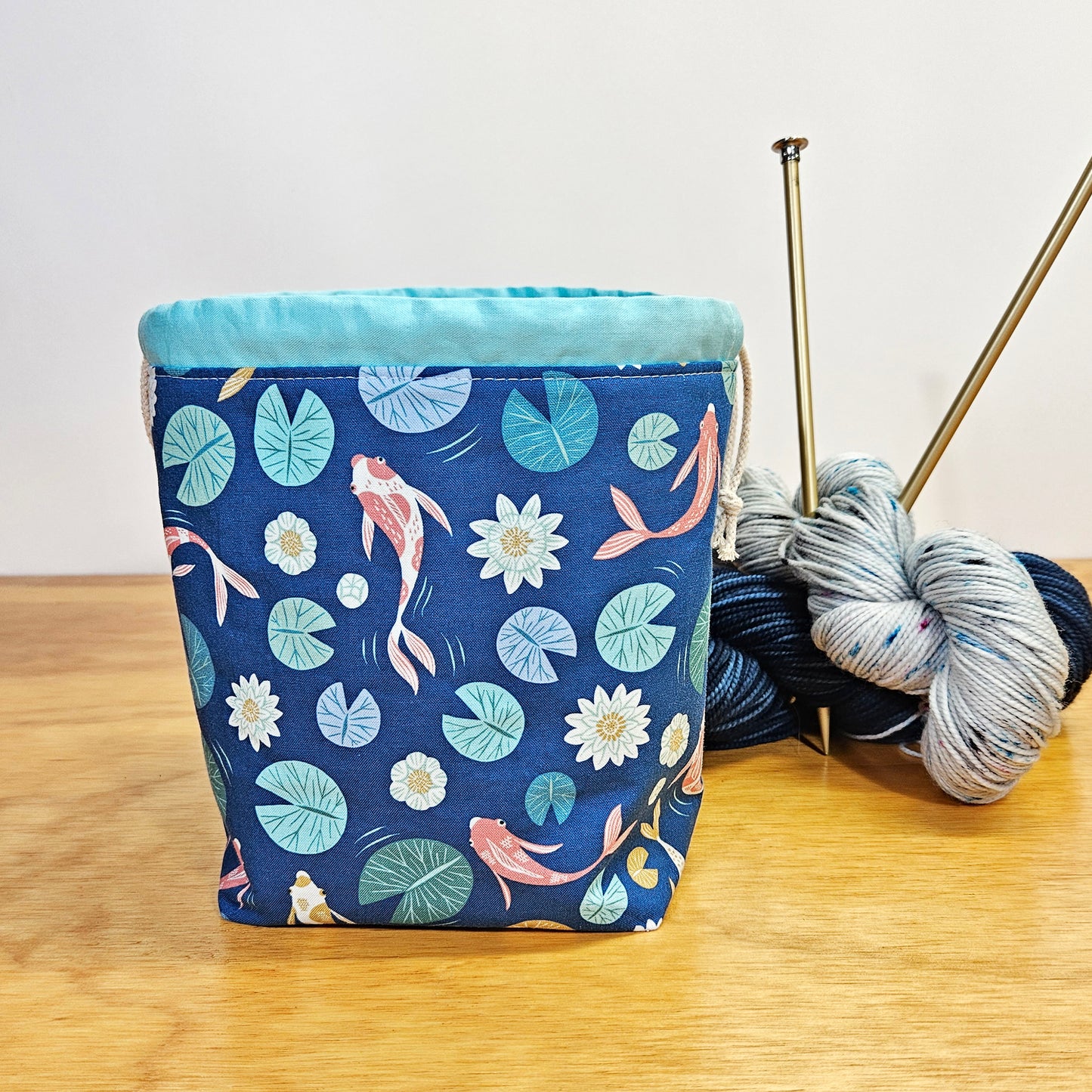 Koi Fish Print Divided Sock Size Knitting Bag