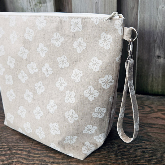 Dainty White Flowers print Shawl Size Wedge Bag