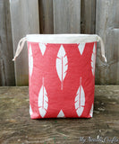 Feathers on Coral Print Divided Shawl Size Bag