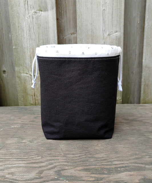Black Emoji Print Divided Sock Size Knitting Bag