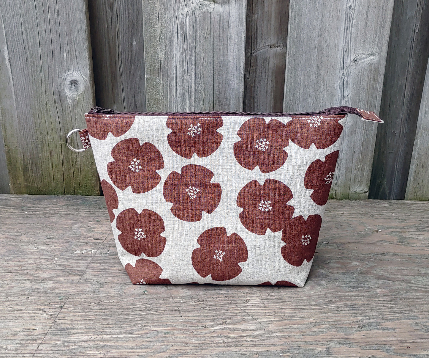 Rust Flowers Print Sock Size Wedge Bag