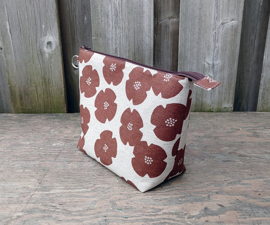 Rust Flowers Print Sock Size Wedge Bag