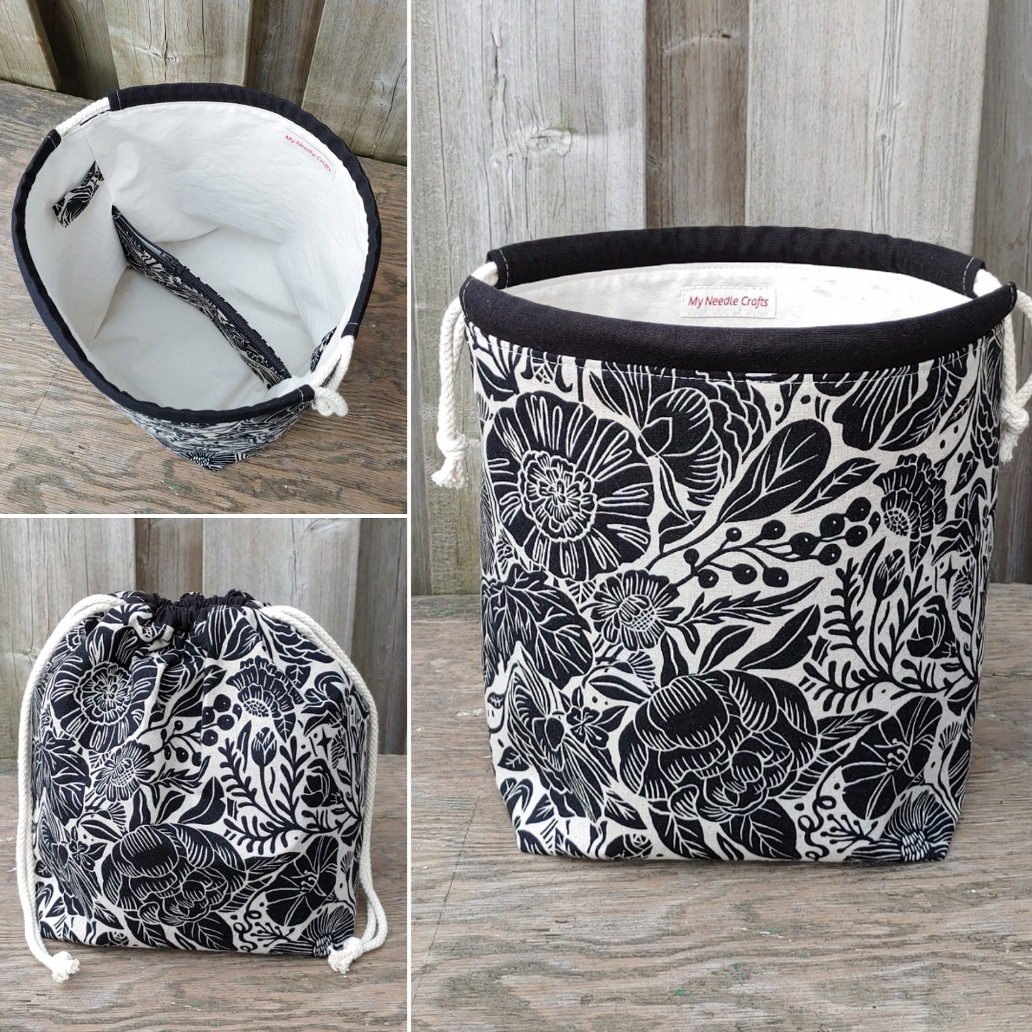 Shawl size divided drawstring project bag