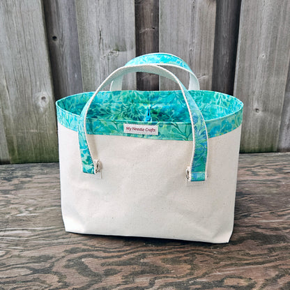 Canvas Knitting Basket - Aqua