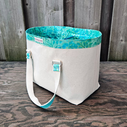 Canvas Knitting Basket - Aqua