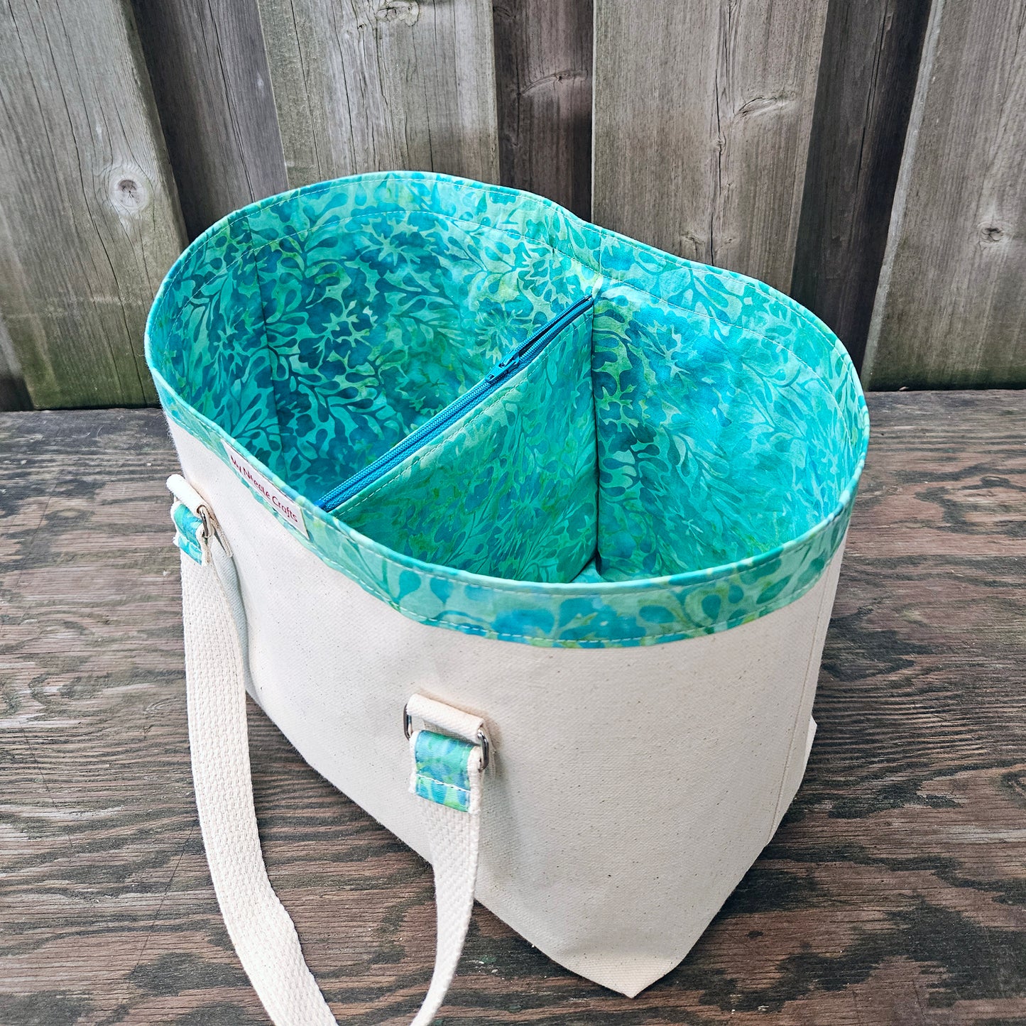 Canvas Knitting Basket - Aqua
