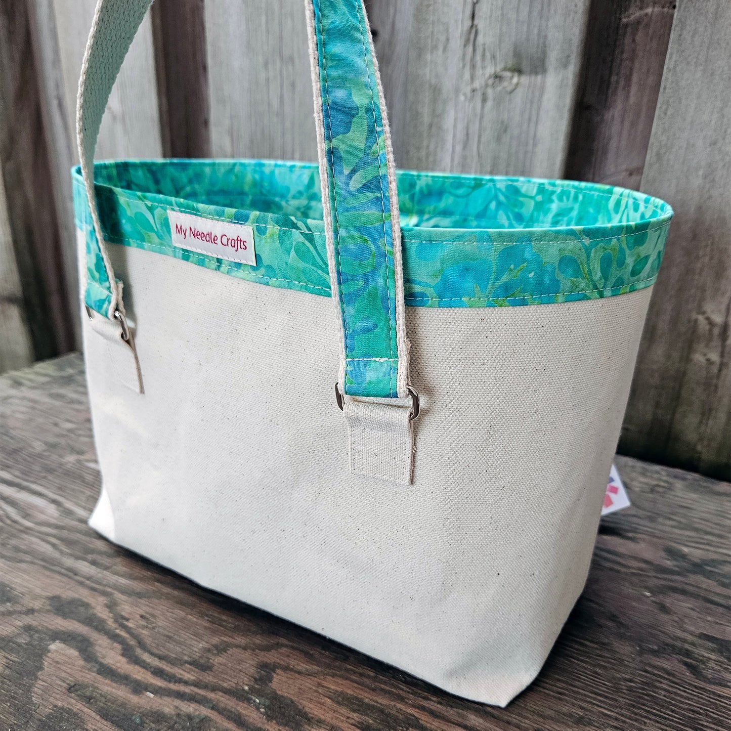 Canvas Knitting Basket - Aqua