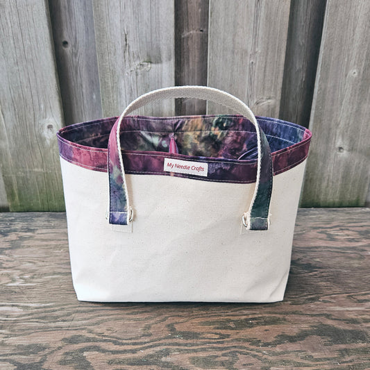 Canvas Knitting Basket - Red/Blue/Green