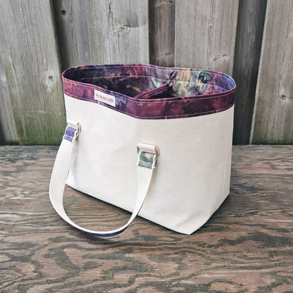 Canvas Knitting Basket - Red/Blue/Green