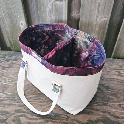 Canvas Knitting Basket - Red/Blue/Green