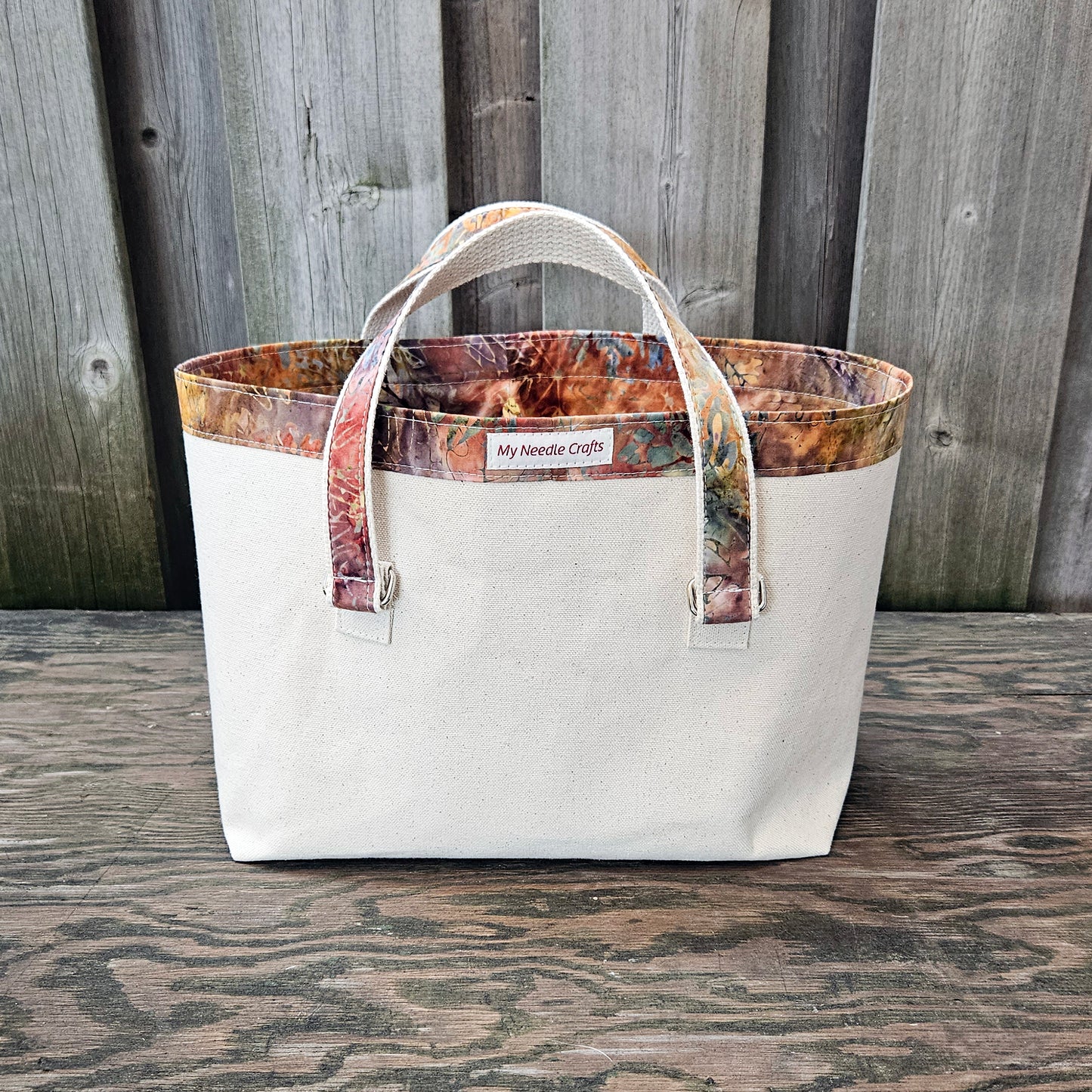 Canvas Knitting Basket - Autumn Colours