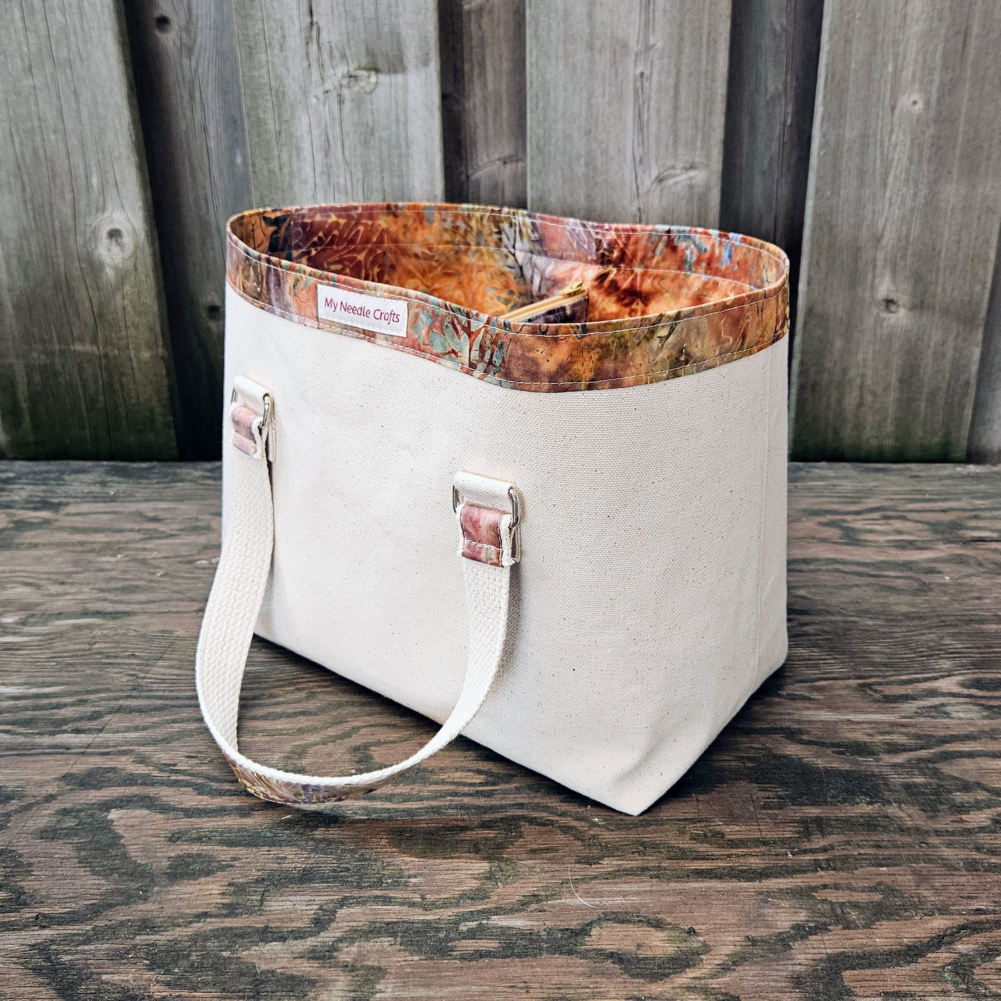 Canvas Knitting Basket - Autumn Colours