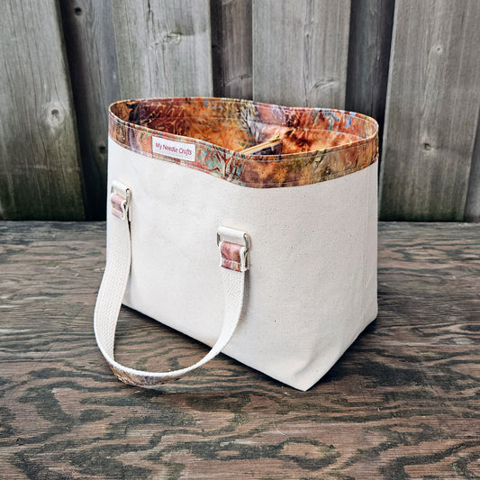 Canvas Knitting Basket - Autumn Colours