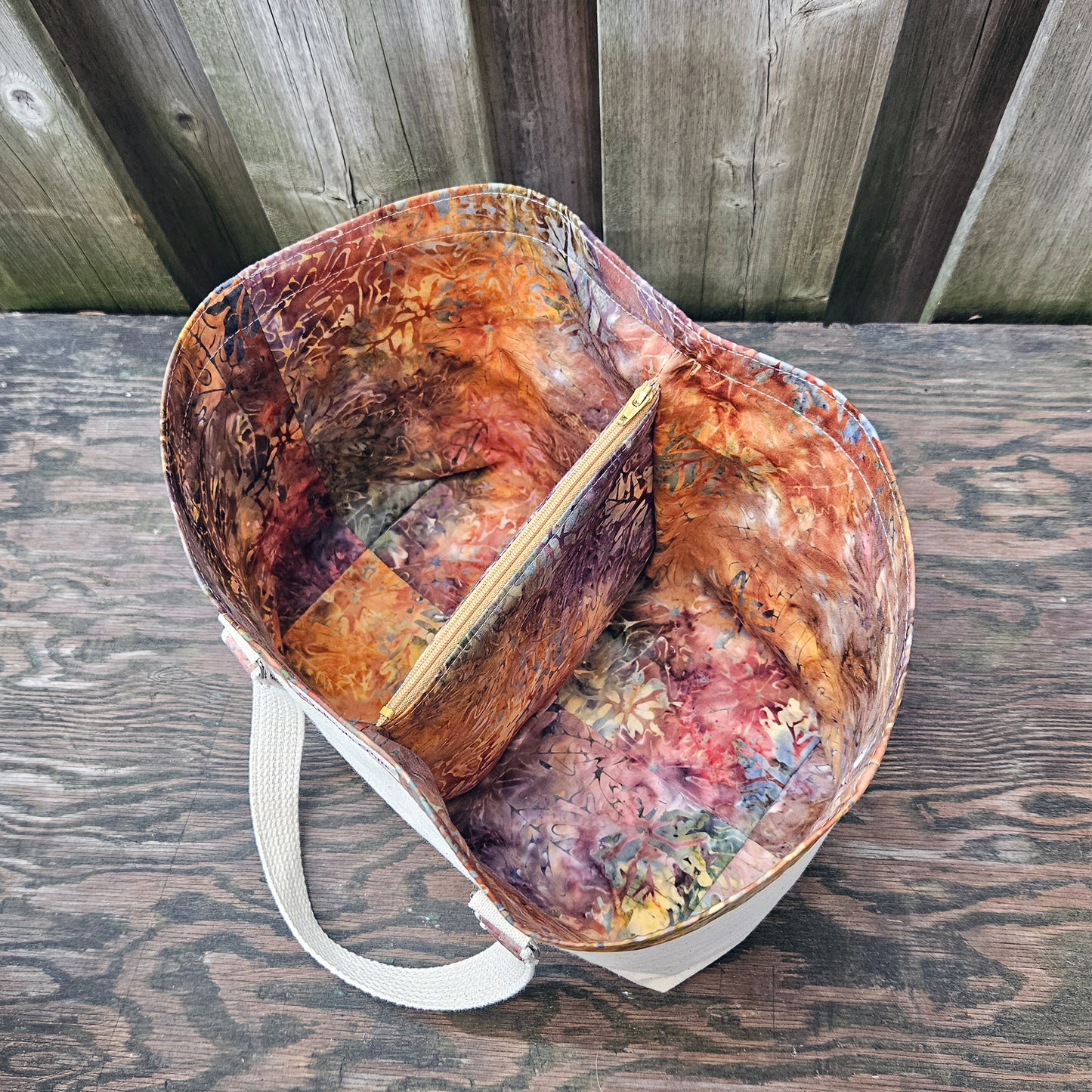 Canvas Knitting Basket - Autumn Colours
