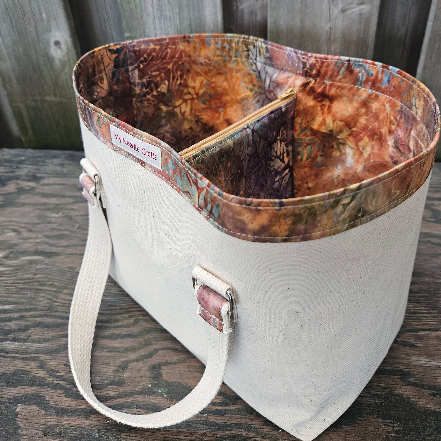 Canvas Knitting Basket - Autumn Colours