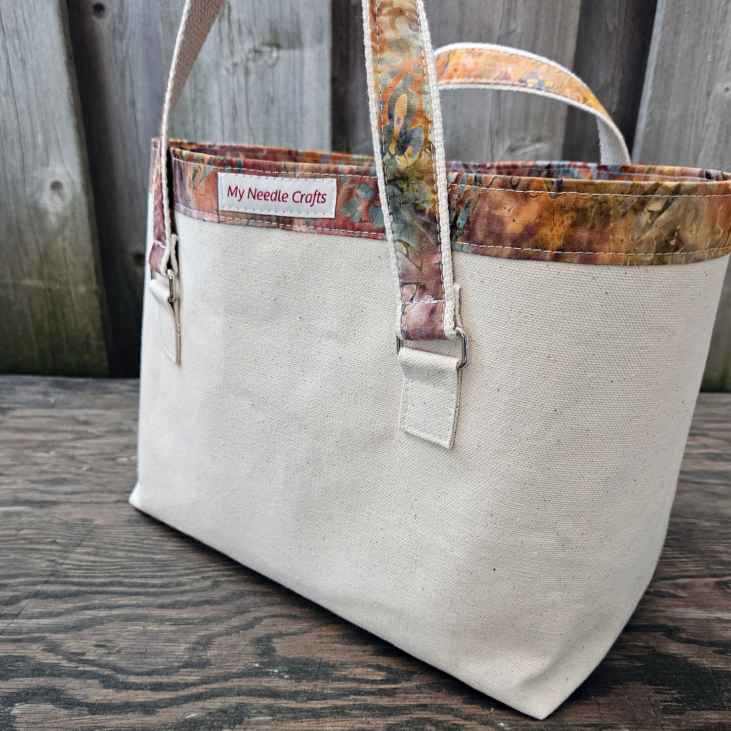 Canvas Knitting Basket - Autumn Colours