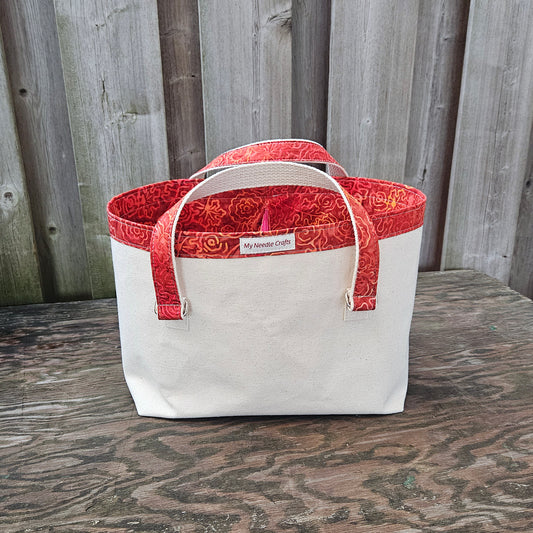 Canvas Knitting Basket - Fire Orange