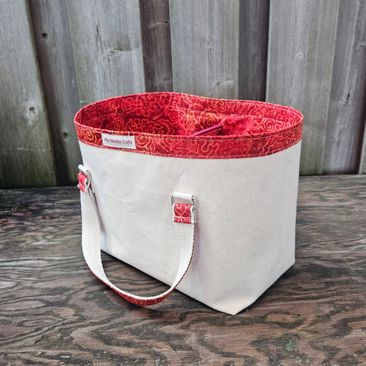 Canvas Knitting Basket - Fire Orange