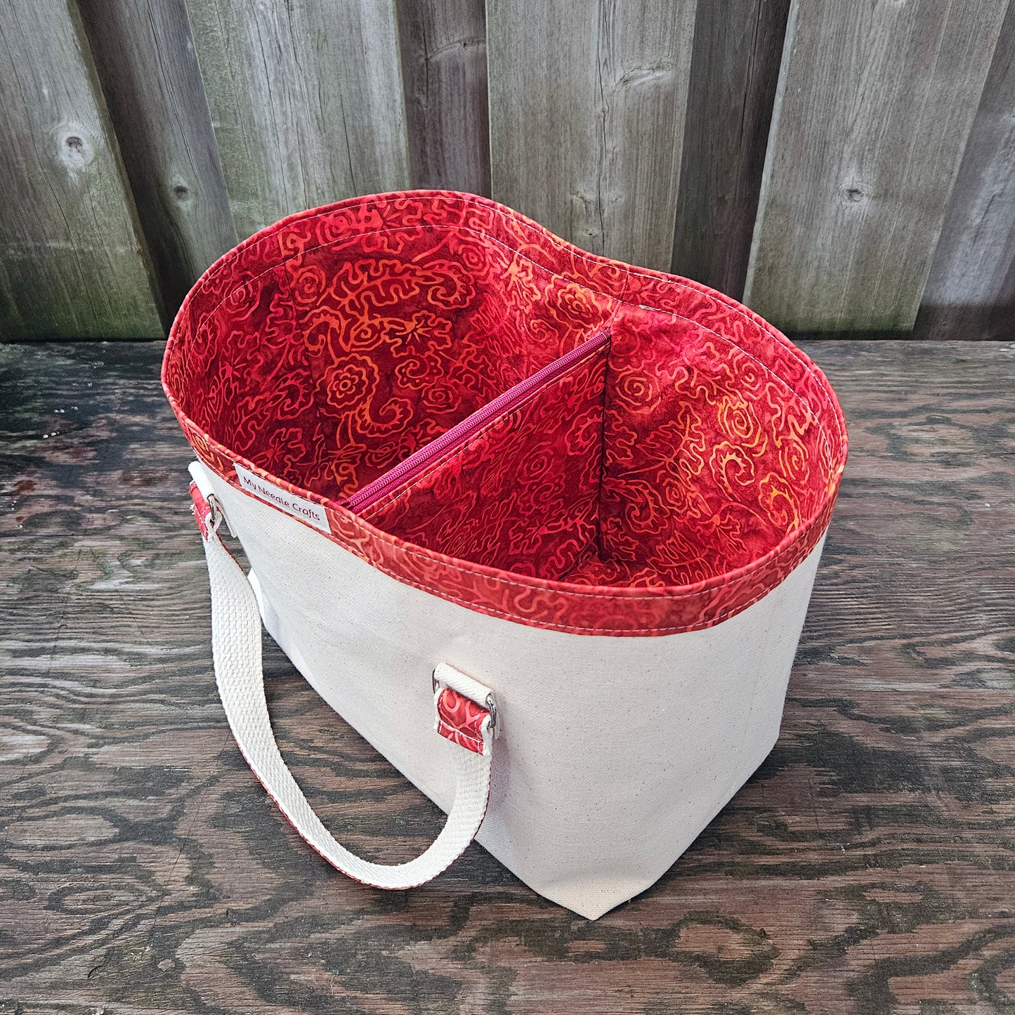 Canvas Knitting Basket - Fire Orange
