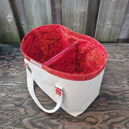 Canvas Knitting Basket - Fire Orange