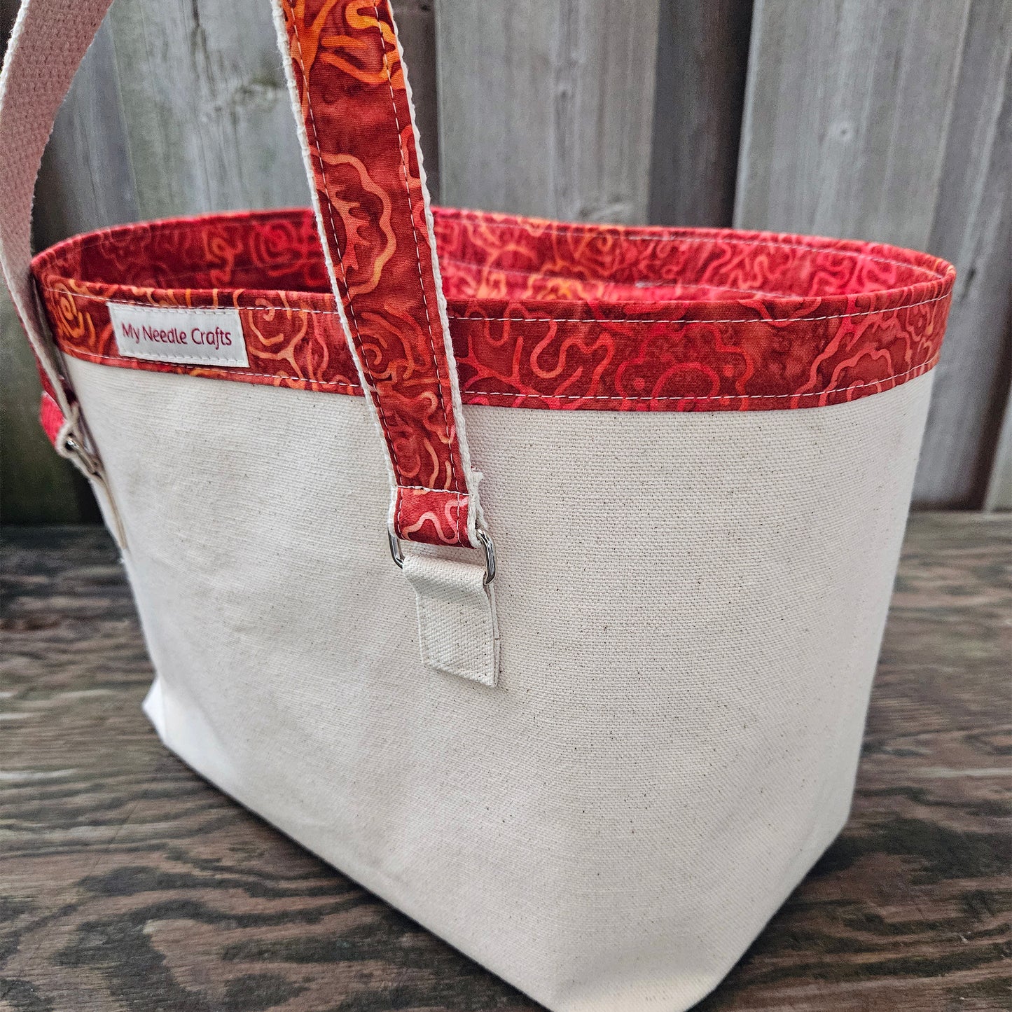 Canvas Knitting Basket - Fire Orange