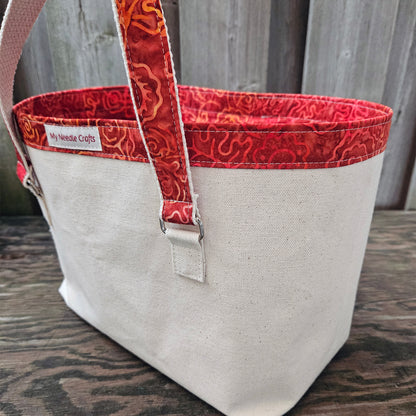 Canvas Knitting Basket - Fire Orange