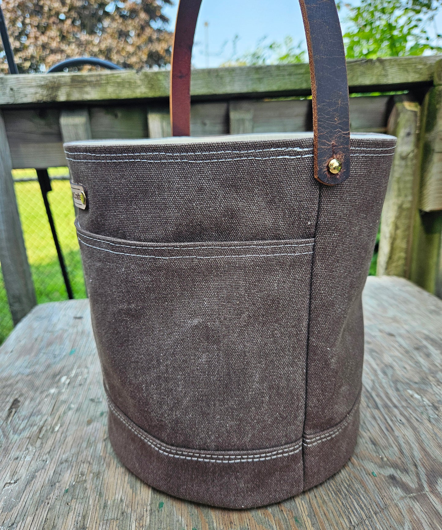 Canvas Bucket in Raisin