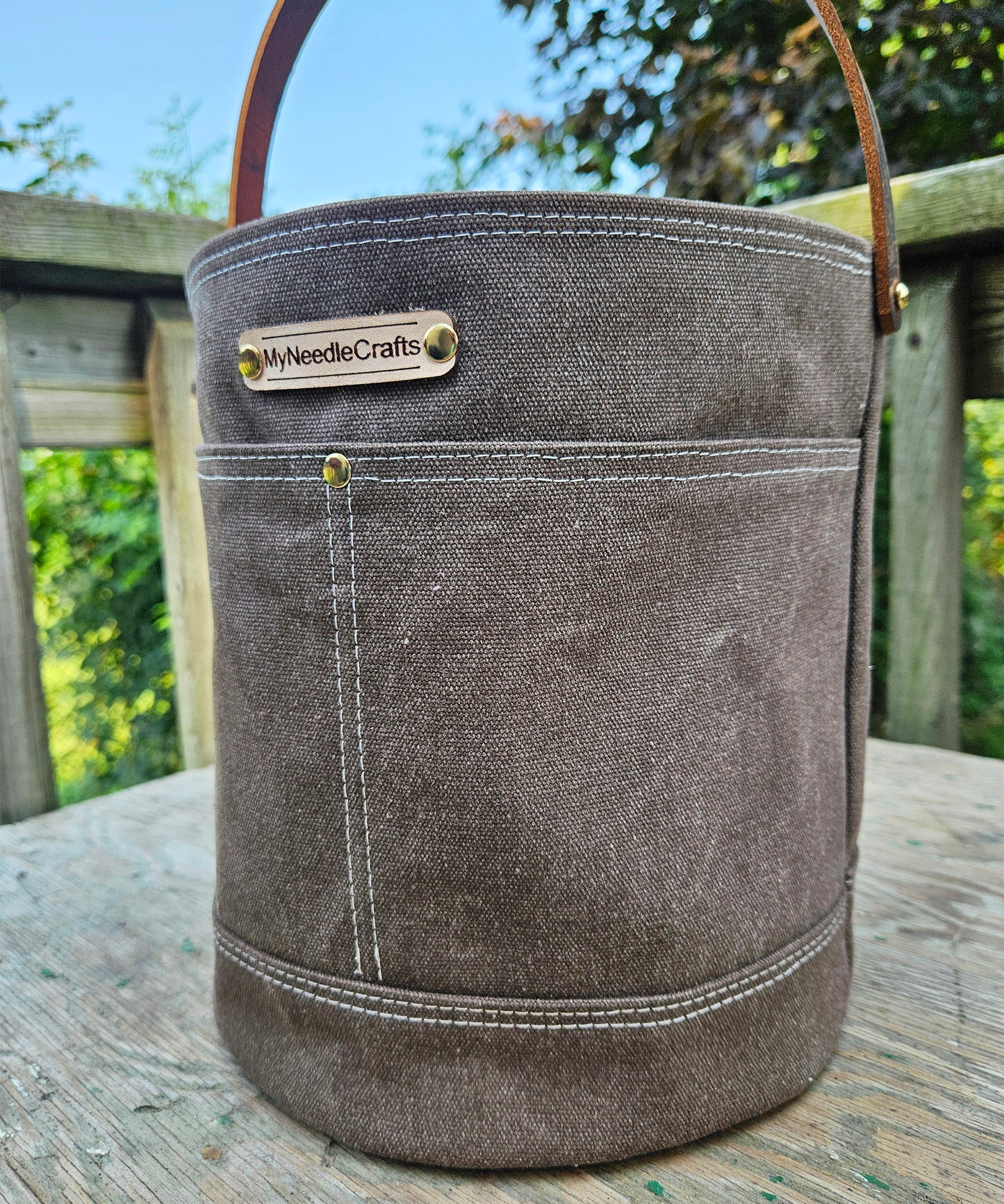 Canvas Bucket in Raisin