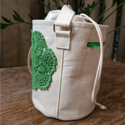 Project Bucket Bag – Crossbody Style - Green/Peach