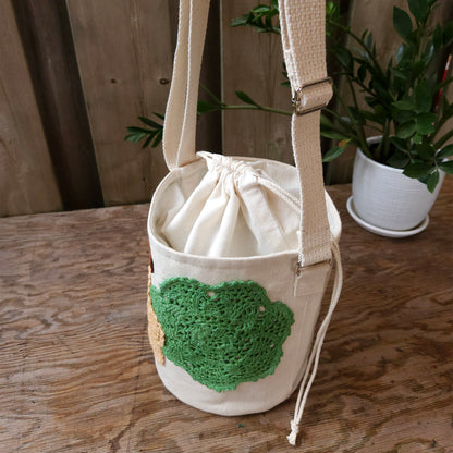 Project Bucket Bag – Crossbody Style - Green/Peach