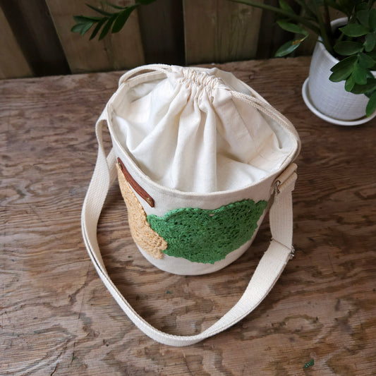 Project Bucket Bag – Crossbody Style - Green/Peach