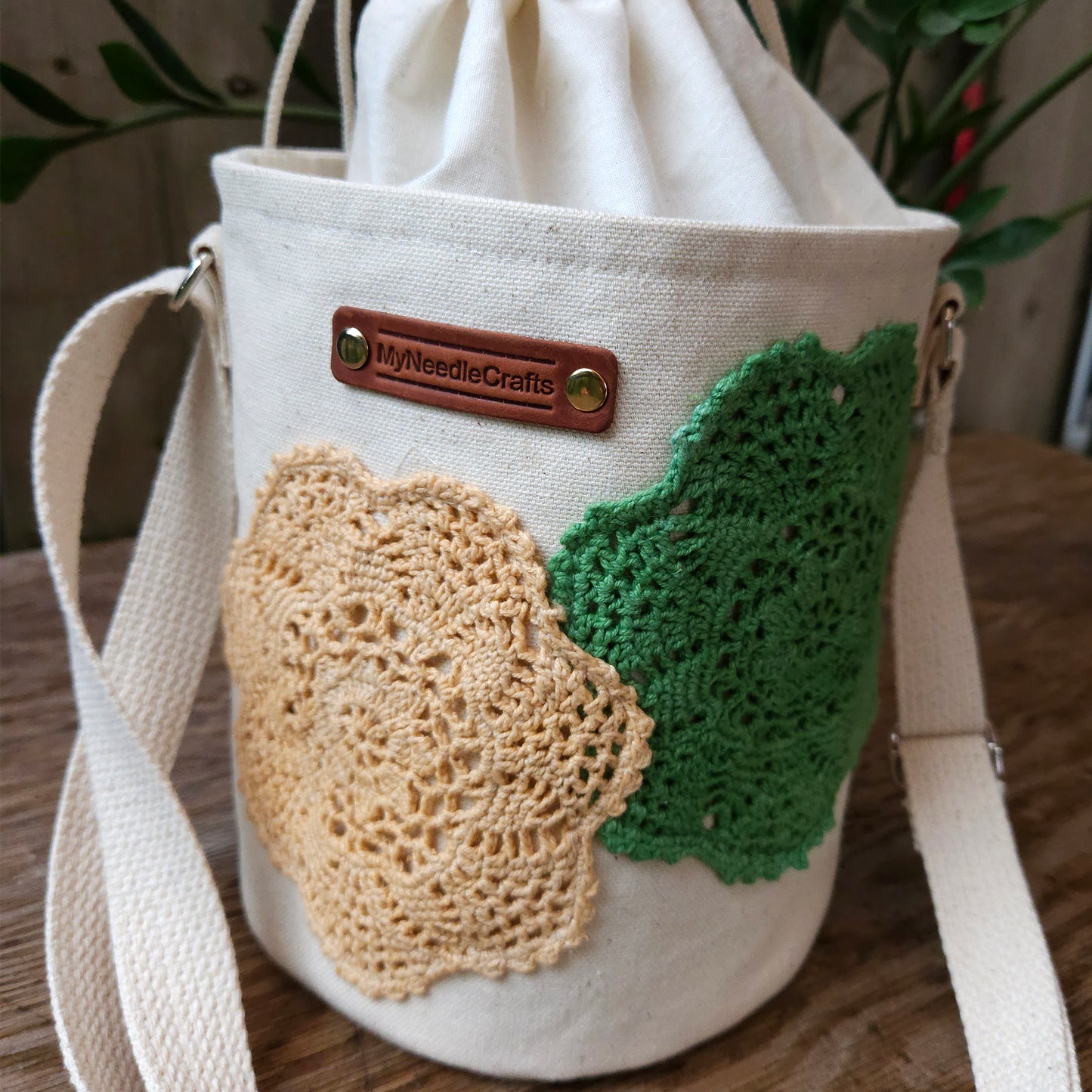 Project Bucket Bag – Crossbody Style - Green/Peach