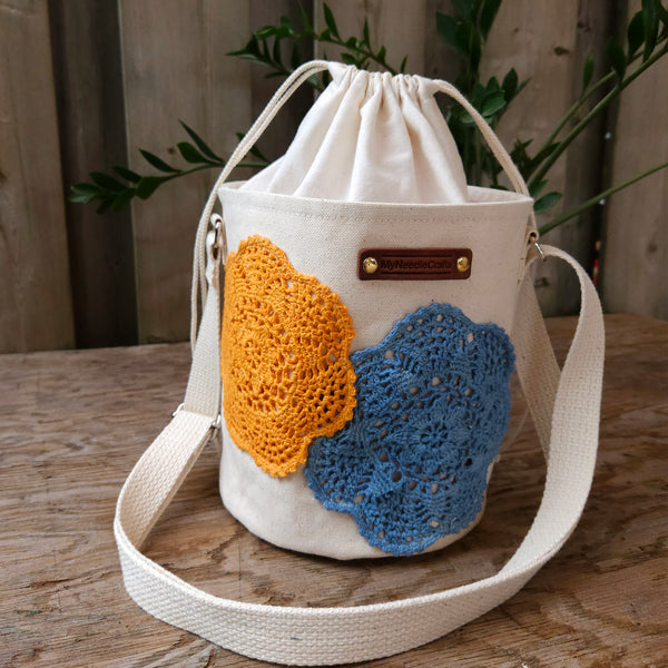 Project Bucket Bag – Crossbody Style - Tangerine/Blue