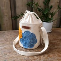 Project Bucket Bag – Crossbody Style - Tangerine/Blue