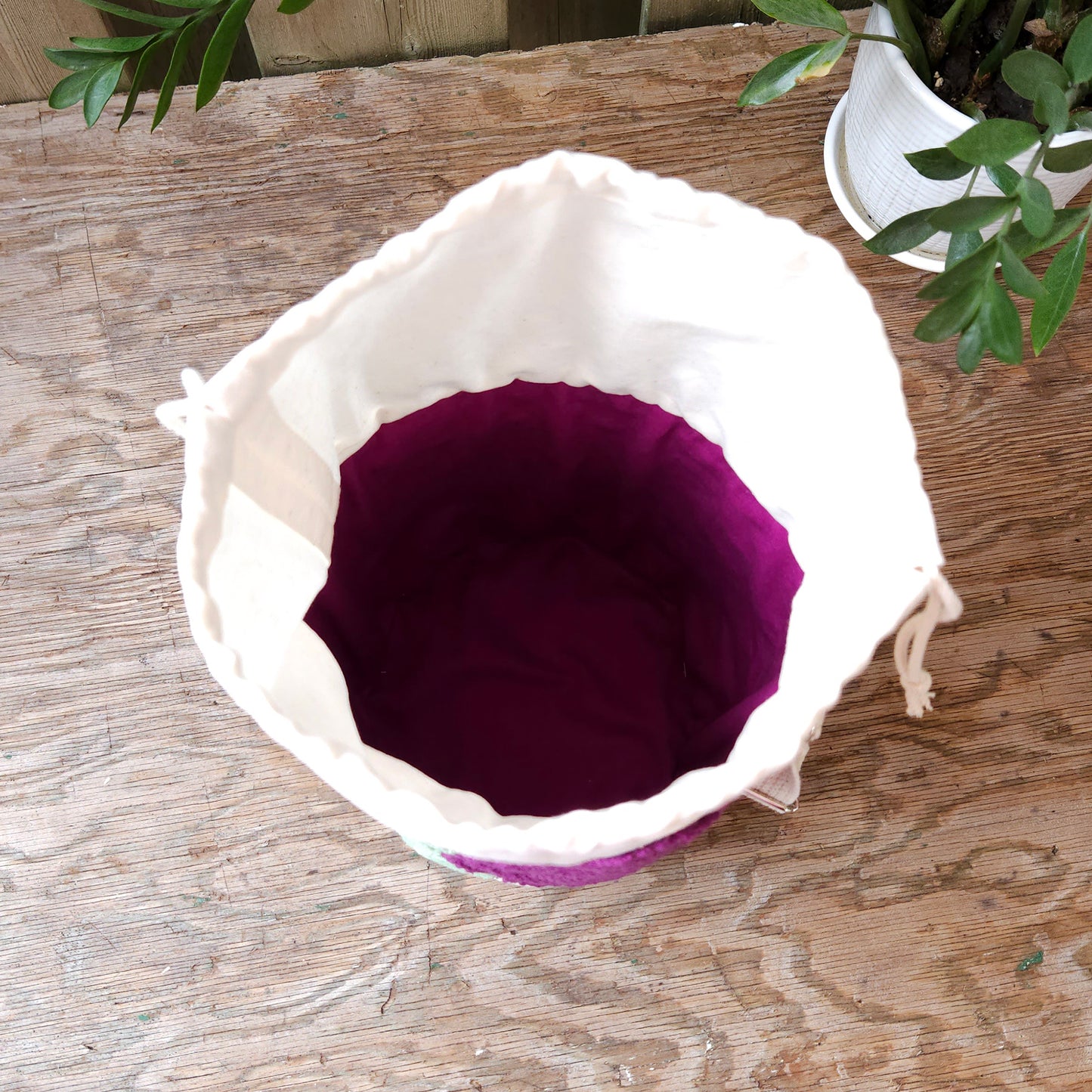 Project Bucket Bag – Crossbody Style - Eggplant/Green