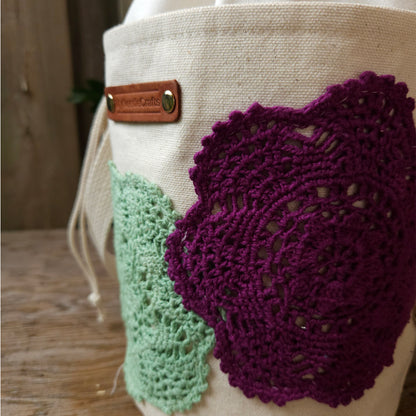 Project Bucket Bag – Crossbody Style - Eggplant/Green