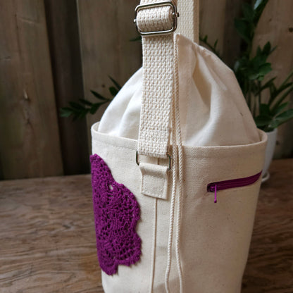 Project Bucket Bag – Crossbody Style - Eggplant/Green