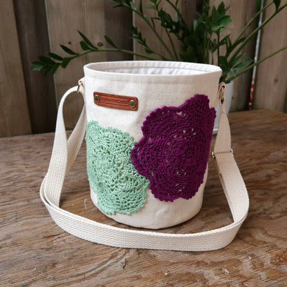 Project Bucket Bag – Crossbody Style - Eggplant/Green