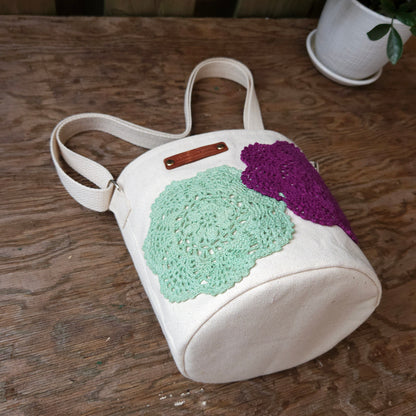 Project Bucket Bag – Crossbody Style - Eggplant/Green