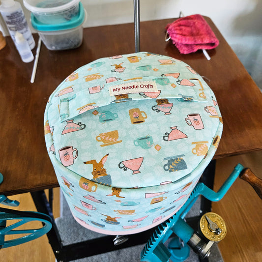 Circular Sock Machine Cover in Tea Cup Print