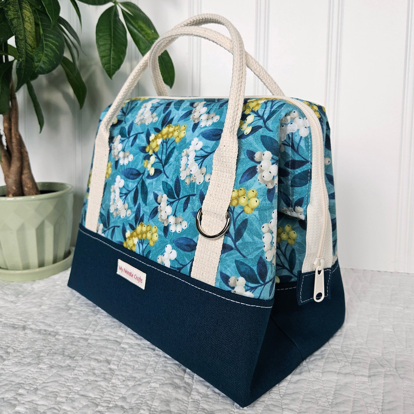 Knit Night Project Bag in Berry Sprigs Print