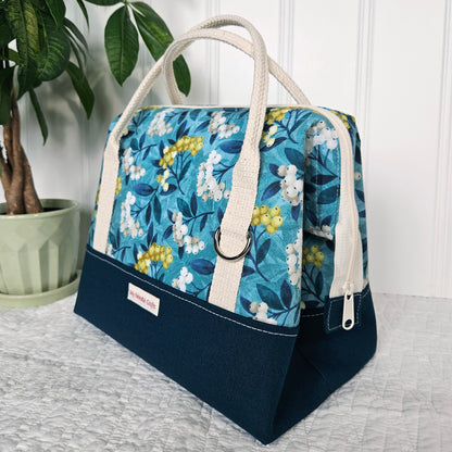 Knit Night Project Bag in Berry Sprigs Print